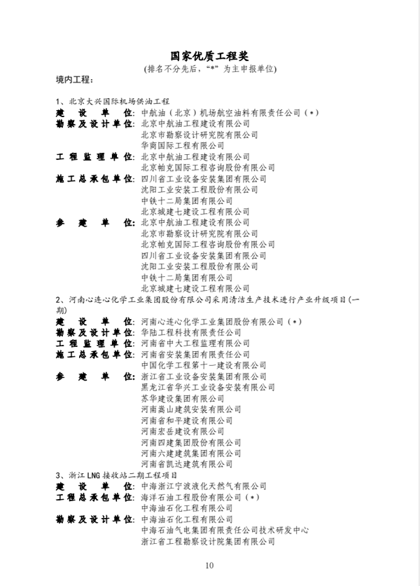 公司獲得國家優(yōu)質工程獎